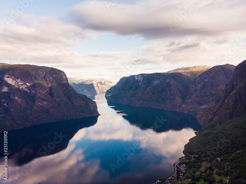 Fjord landscape at morning, Aurland Norway © Voyagerix