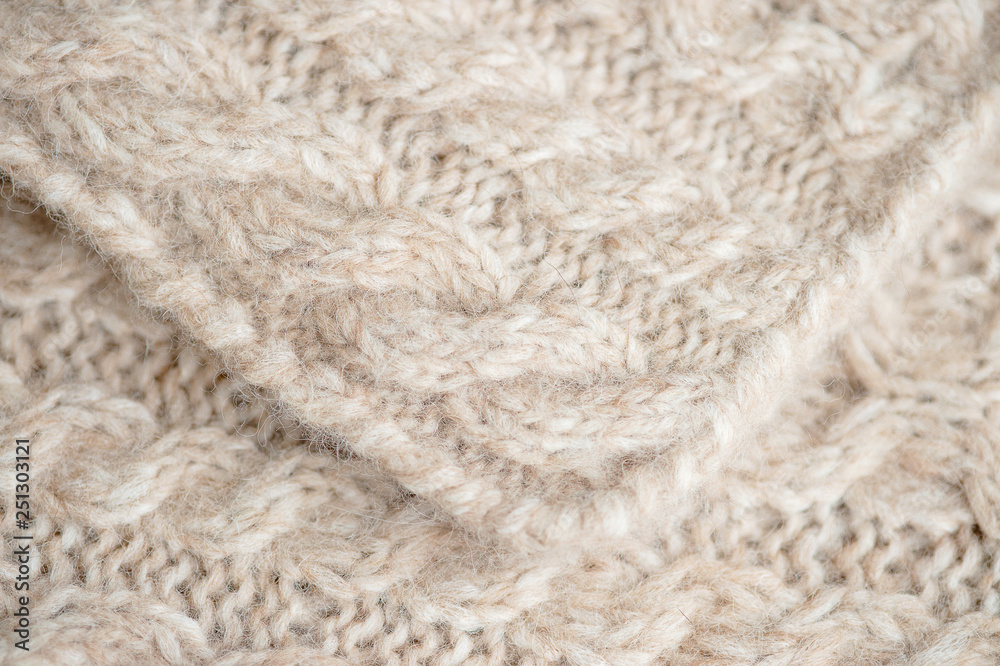 Handmade woolen fabric close-up Handmade woolen fabric close-up