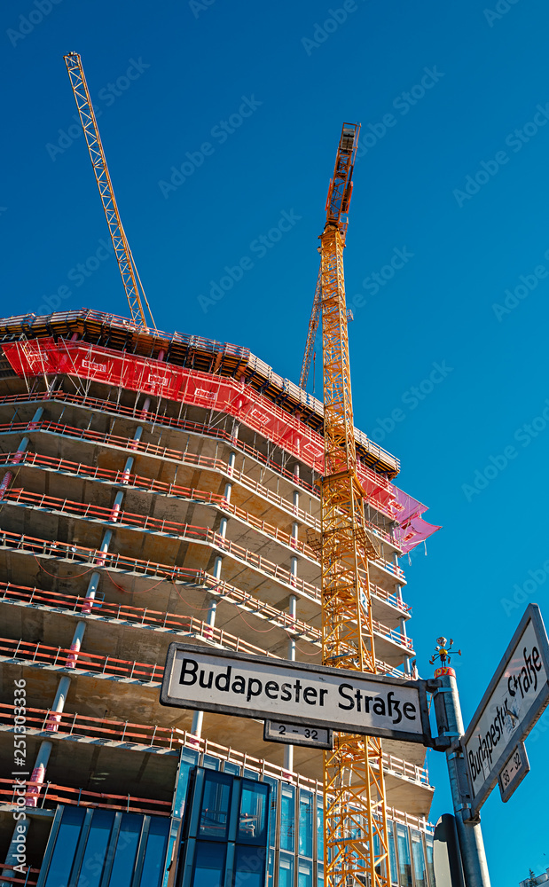 Fototapeta premium the construction site of the Westlight property near the side entrance to the Berlin zoo, Germany