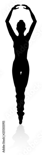 Ballet dancer silhouette dancing in a pose or position