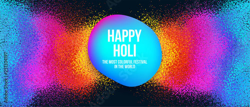 Abstract Happy Holi banner with colorful spray splash. Indian festivals of colors, Happy Holi celebration design. Vector illustration