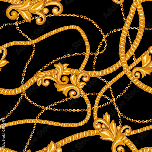 Seamless pattern with golden chains.