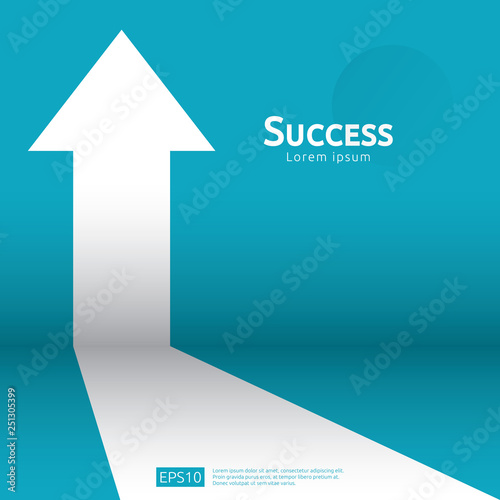 business arrow target direction concept to success. Finance growth vision stretching rising up. banner flat style vector illustration. Return on investment ROI. chart increase profit