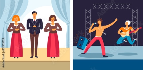 Opera and rock music concert musical performance singers and musicians