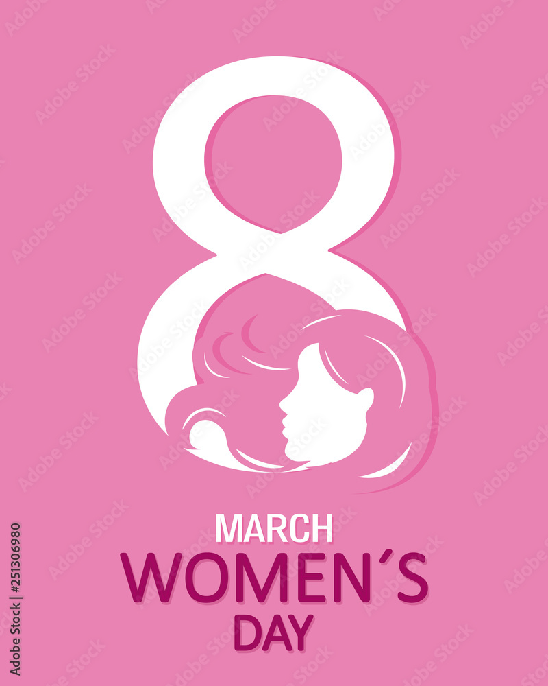 poster happy women's day. Silhouette face woman and space for text. poster happy women's day. Silhouette face woman and space for text.
