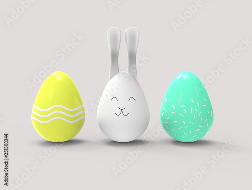 easter eggs and bunny
