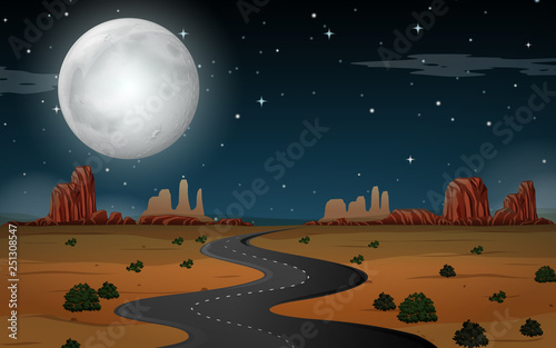 Desert scene at night