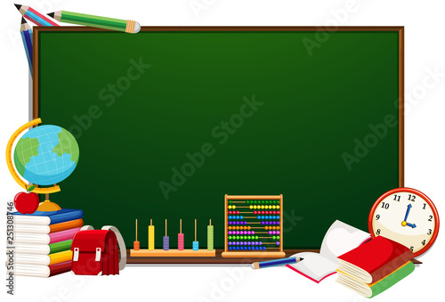 School objects blackboard concept
