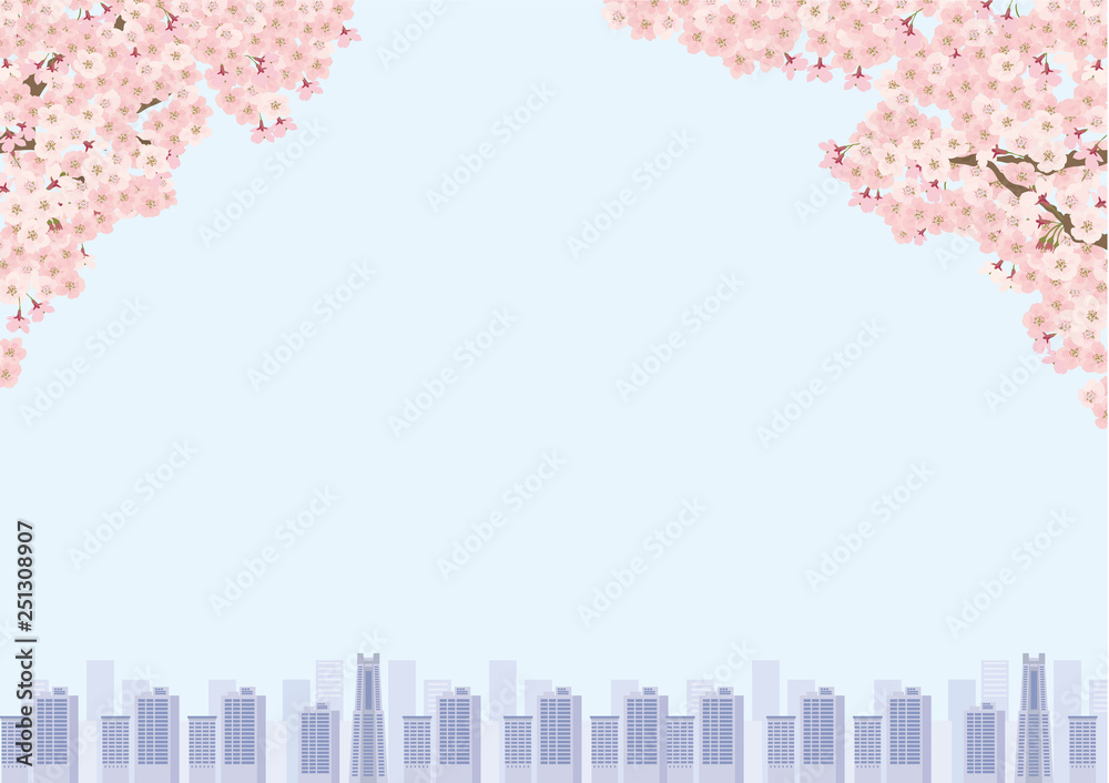 桜 ソメイヨシノ シンプル 背景 イラスト 横 Stock Vector Adobe Stock