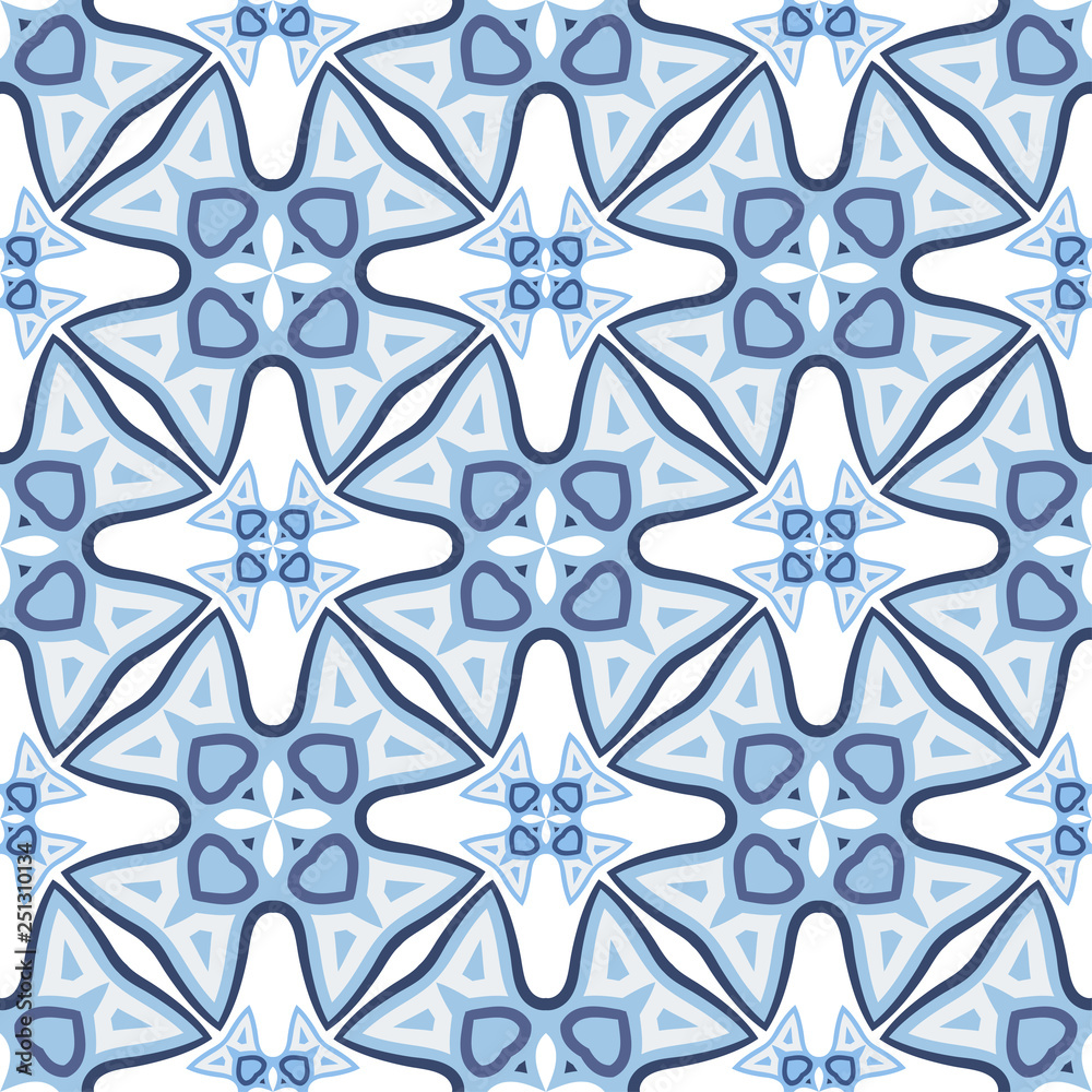 Abstract Vector Seamless Blue Geometry Pattern for Background