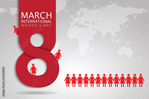 March 8. International Women's Day greeting card paper cut for your design. vector illustration