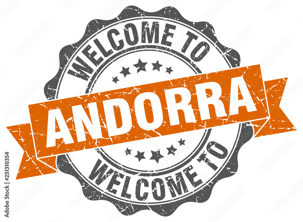 Fototapeta premium Andorra round ribbon seal