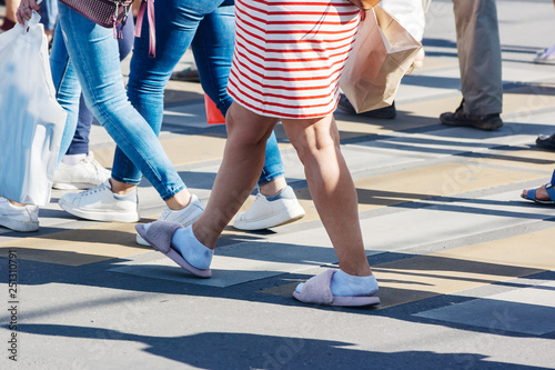 pedestrians at a pedestrian crossing