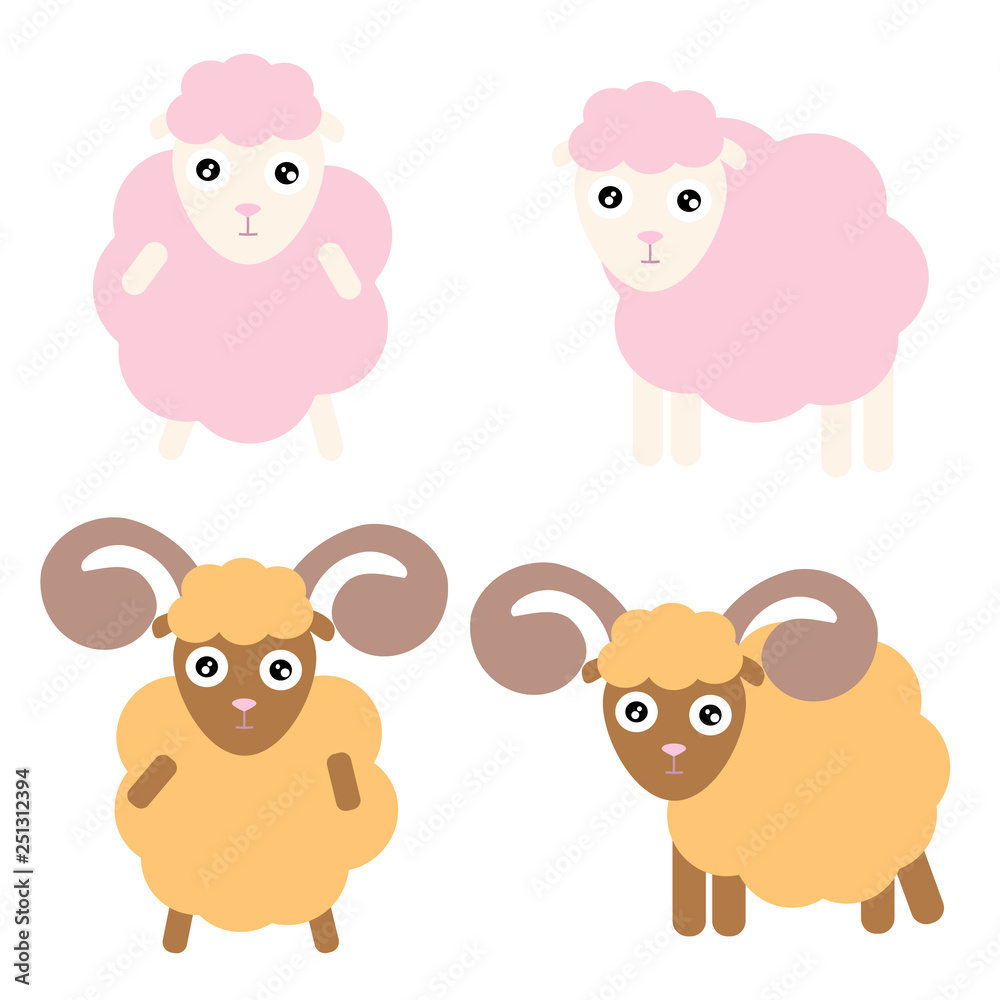 Sheep icon set. Cartoon set of sheep vector icons for web design Sheep icon set. Cartoon set of sheep vector icons for web design