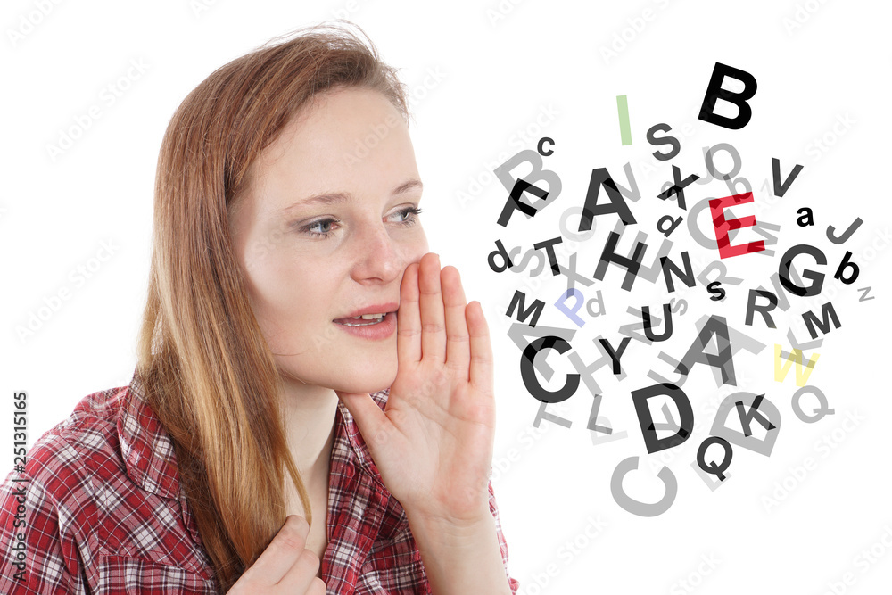 Ταπετσαρία young woman is talking gibberish or gobbledygook