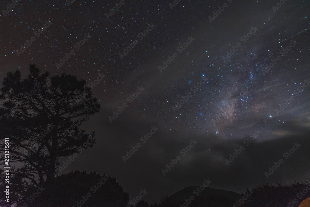 a glimpse of milky way from foggy mountain