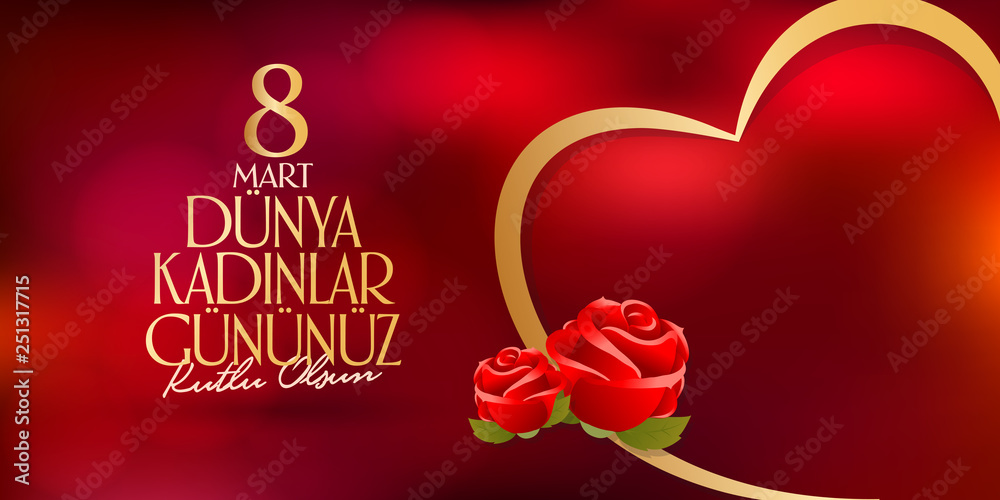 Naklejka premium 8 March. International Happy Women's Day Celebration. Billboard, Poster, Social Media, Story, Wishes Card, Greeting Card, Trendy Design Template. (TR: 8 Mart Dunya Kadinlar Gununuz Kutlu Olsun.)