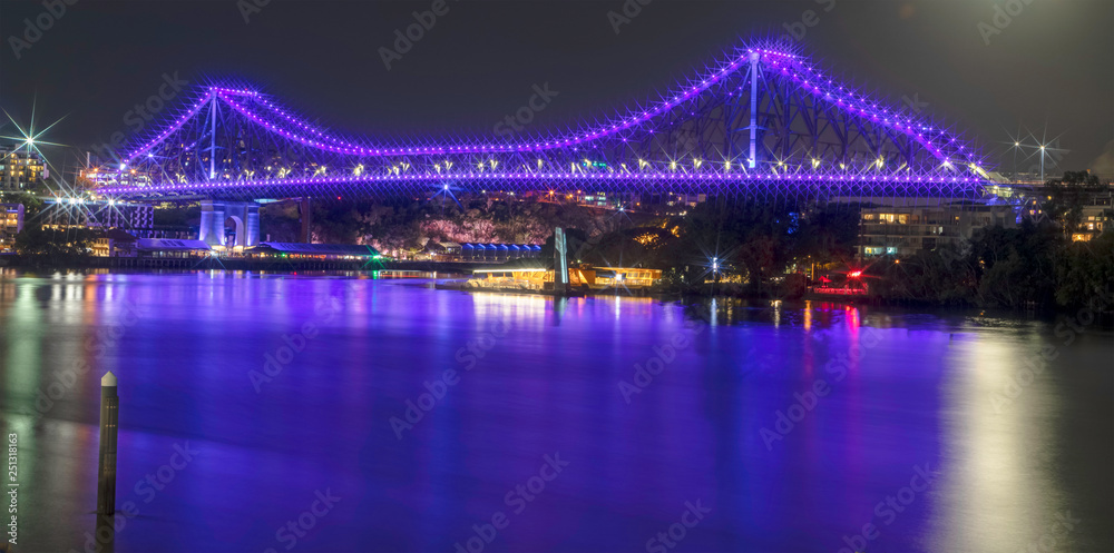 Brisbane bridge , Australia at night time