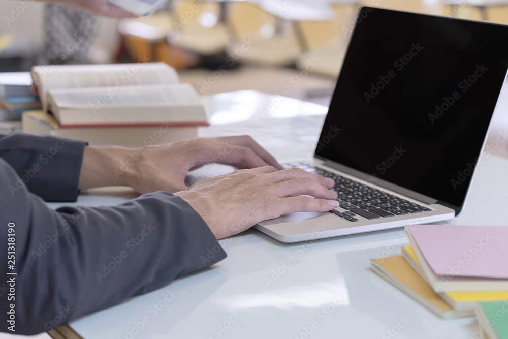 Man hands using computer laptop. Business and Education concept. Man hands using computer laptop. Business and Education concept.