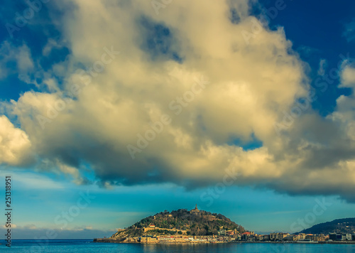 Dramatic clouds above San Sebastian in the late afternoon