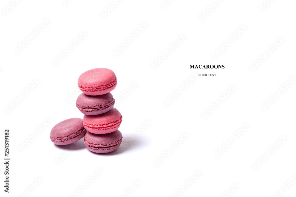 Pink lilac macaron or macaroon dessert on isolated background Pink lilac macaron or macaroon dessert on isolated background