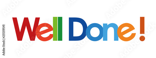 well done text in white background