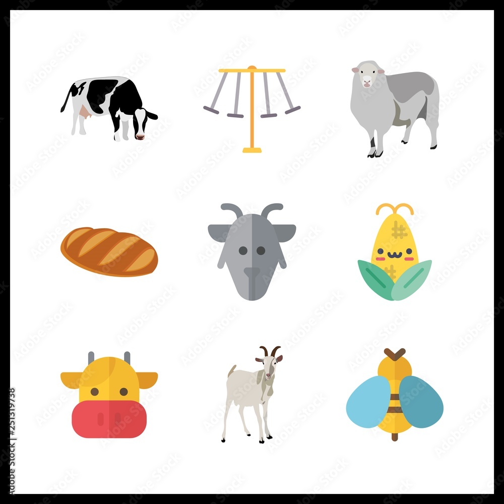 Obraz premium 9 rural icon. Vector illustration rural set. bread and rides icons for rural works