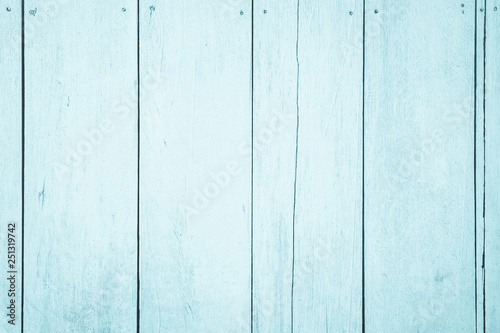 Blue wood background on summer. Sweet color wooden texture wallpaper. plywood or hardwood paint board.