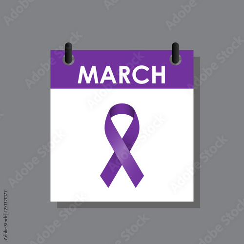 Purple ribbon and epilepsy awareness month calendar.