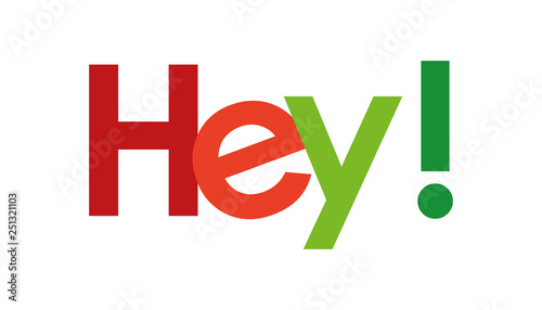 hey text in white background