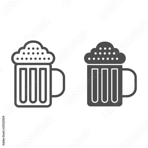 Beer mug line and glyph icon. Beverage vector illustration isolated on white. Pub outline style design, designed for web and app. Eps 10.