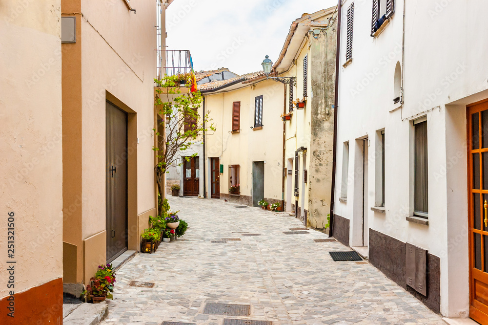 Street of the Monte Grimano Village in the Montefeltro region of Italy