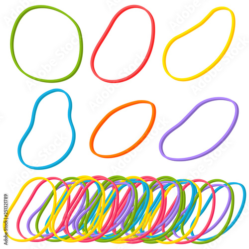 Elastic band rubber vector set isolated on a white background.