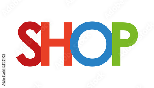 shop text in white background