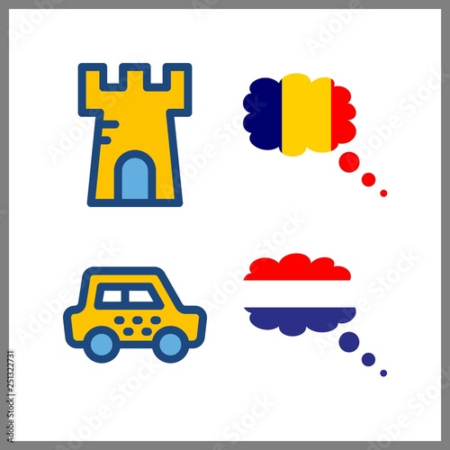 4 europe icon. Vector illustration europe set. netherland and tower icons for europe works