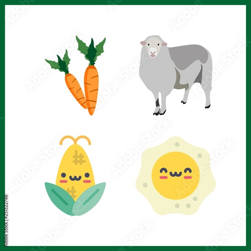 4 farm icon. Vector illustration farm set. corn and egg icons for farm works