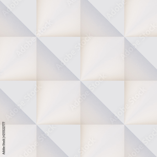 3D pattern made of white and beige geometric shapes, creative background or wallpaper surface made of light and shadow. Futuristic seamless decorative abstract texture design, simple graphic elements