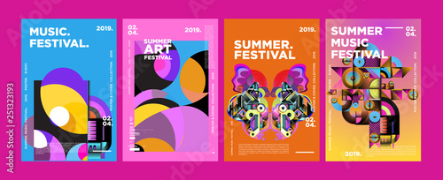 Summer Colorful Art and Music Festival Poster and Cover Template for Event, Magazine, and Web Banner.
