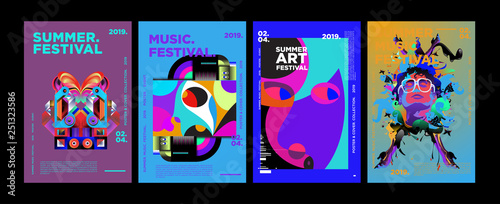 Summer Colorful Art and Music Festival Poster and Cover Template for Event, Magazine, and Web Banner.