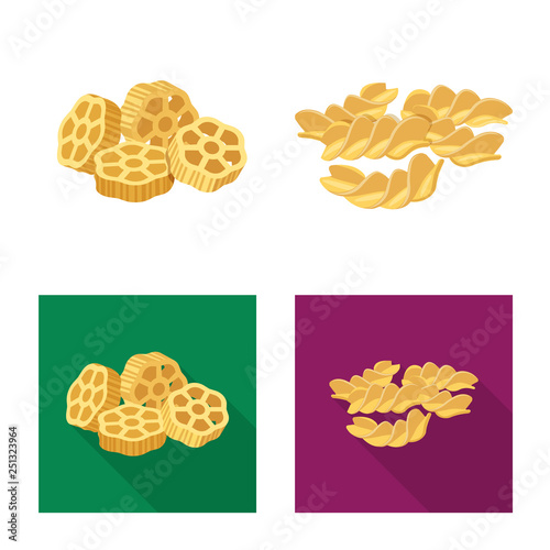 Vector design of pasta and carbohydrate icon. Collection of pasta and macaroni vector icon for stock.