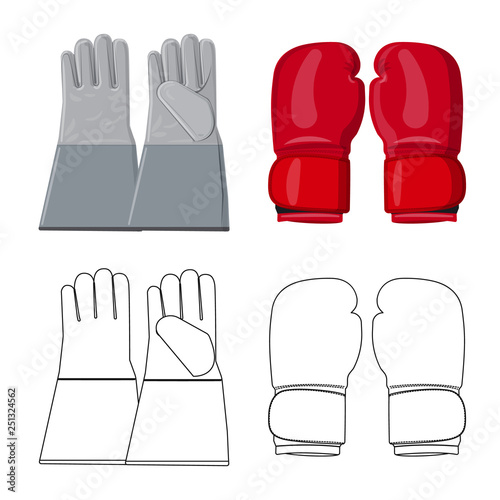 Vector design of glove and winter symbol. Set of glove and equipment vector icon for stock.