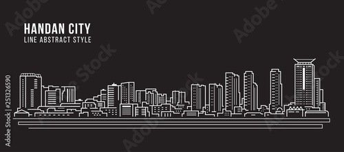 Cityscape Building Line art Vector Illustration design - Handan city