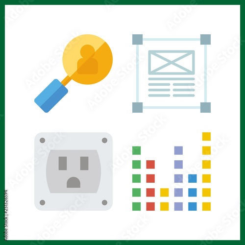 4 internet icon. Vector illustration internet set. sound bars and socket icons for internet works