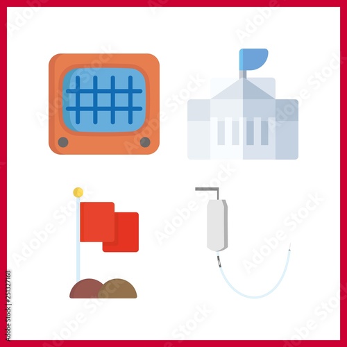 4 government icon. Vector illustration government set. white house and flag icons for government works