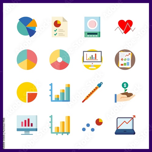 16 chart icon. Vector illustration chart set. line chart and stats icons for chart works