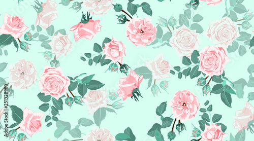 Vintage Roses  Seamless Floral Pattern.