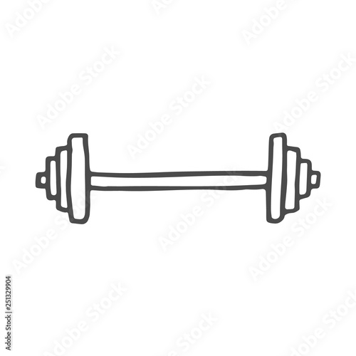 Freehand drawn cartoon barbell. Vector doodle rod.