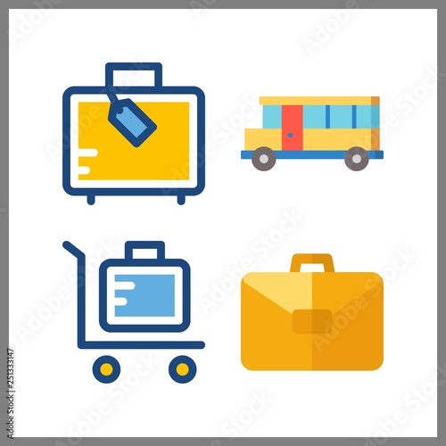 4 voyage icon. Vector illustration voyage set. bus and suitcase icons for voyage works