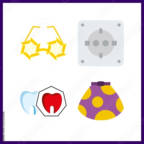 4 smile icon. Vector illustration smile set. socket and spoiled tooth icons for smile works