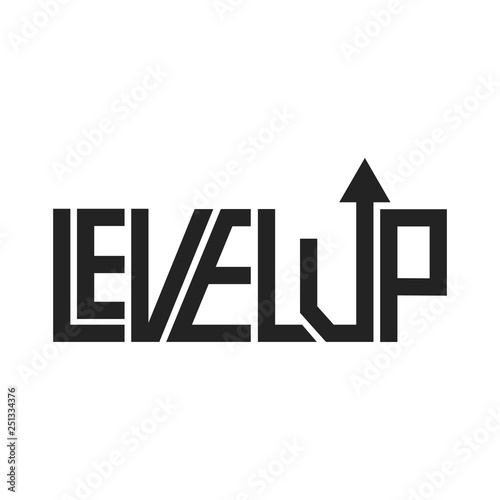 Level up game phrase concept template for t-shirt outline style
